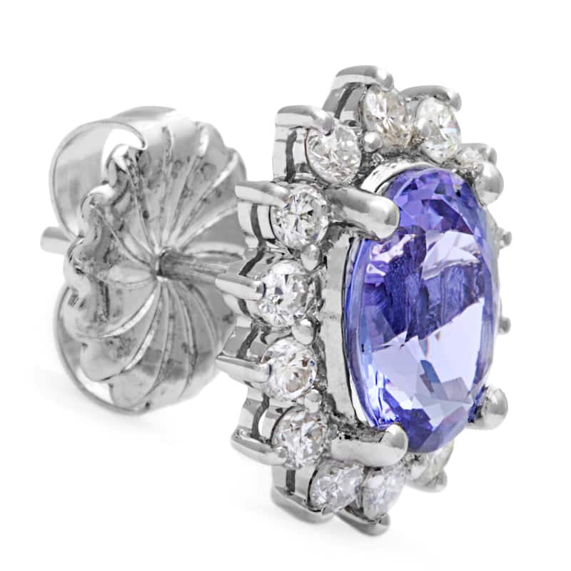Kabella 14k White Gold Tanzanite and 1 1/10ct TDW Diamond Flower Stud Earrings (H-I, I1-I2)