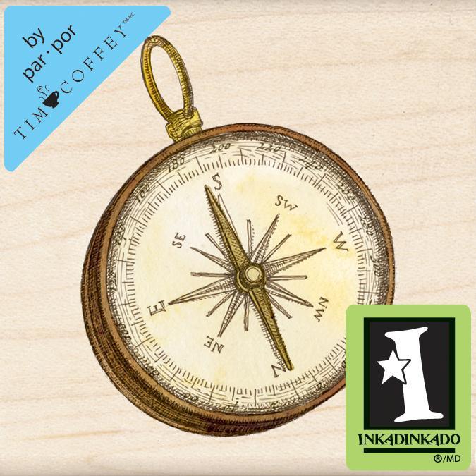 Inkadinkado Mounted Rubber Stamp 2.25 X2.25   Compass