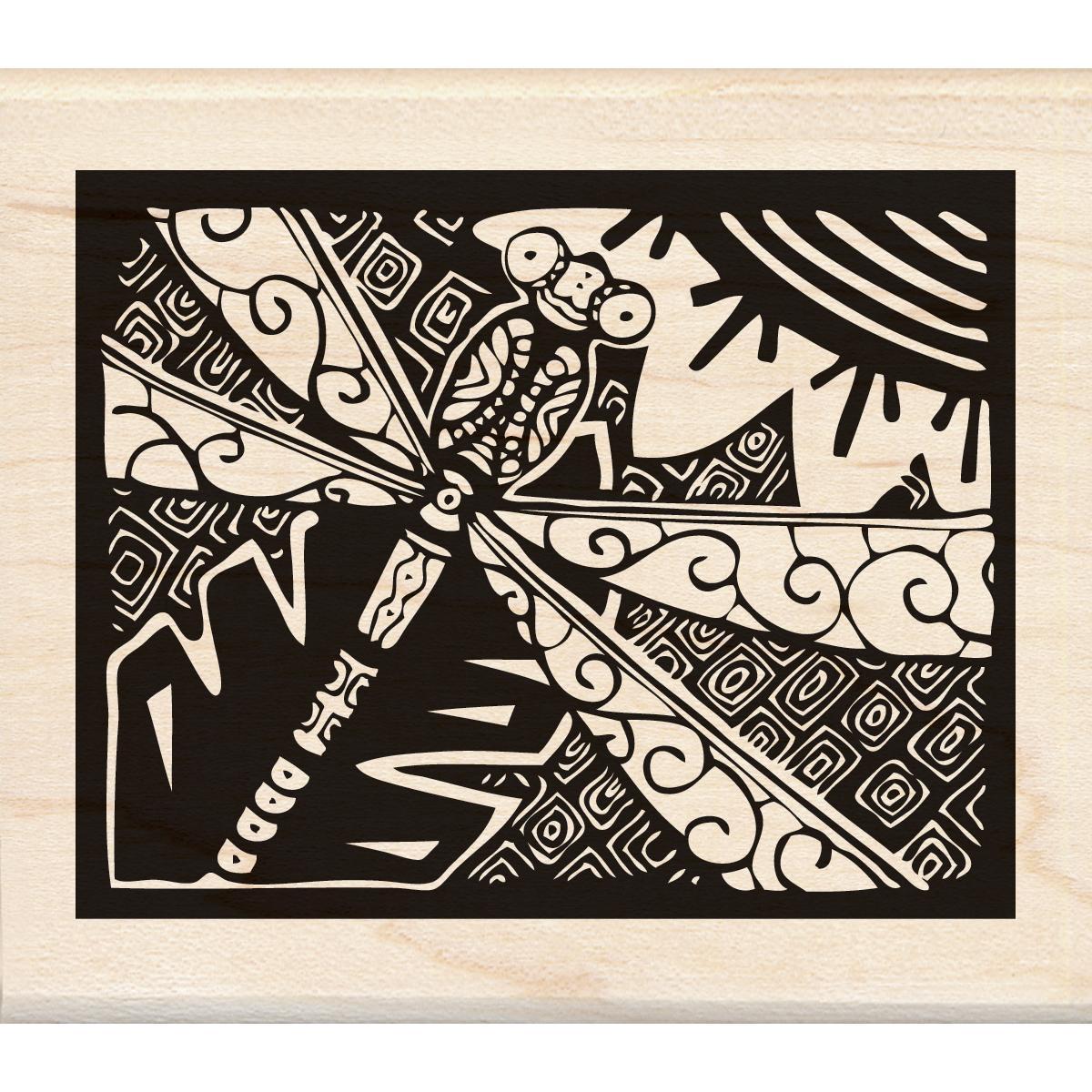 Inkadinkado Mounted Rubber Stamp 4 X3.5   Dragonfly