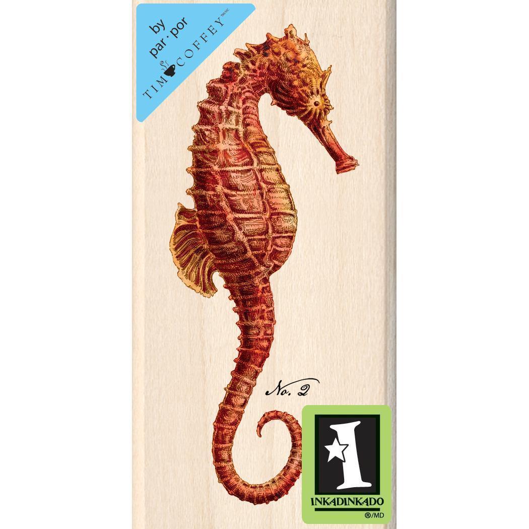 Inkadinkado Mounted Rubber Stamp 1.75 X3.5  Red Seahorse