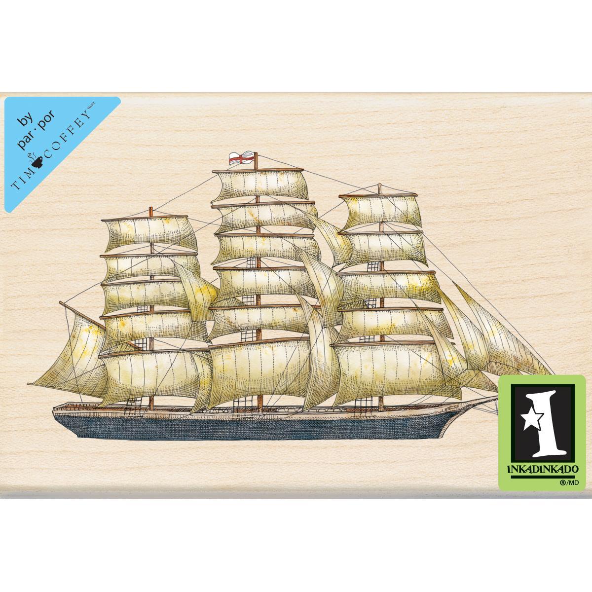 Inkadinkado Mounted Rubber Stamp 4 X2.75   Tall Ship