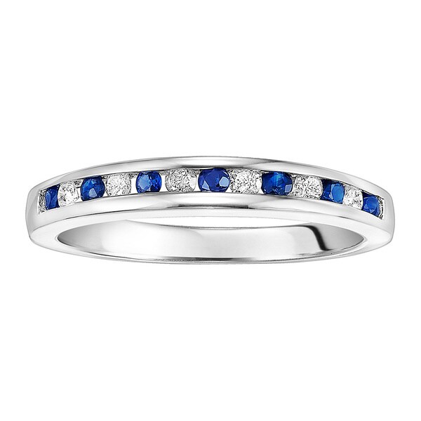 Sterling Silver 1/2ct TDW Sapphire and White Diamond Wedding Band (I-J ...