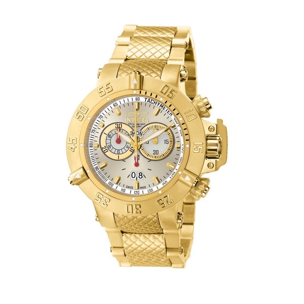 Invicta Men's 5406 'Subaqua' Silvertone Dial 18k Goldplated Stainless Steel Chronograph Watch Invicta Men's Invicta Watches