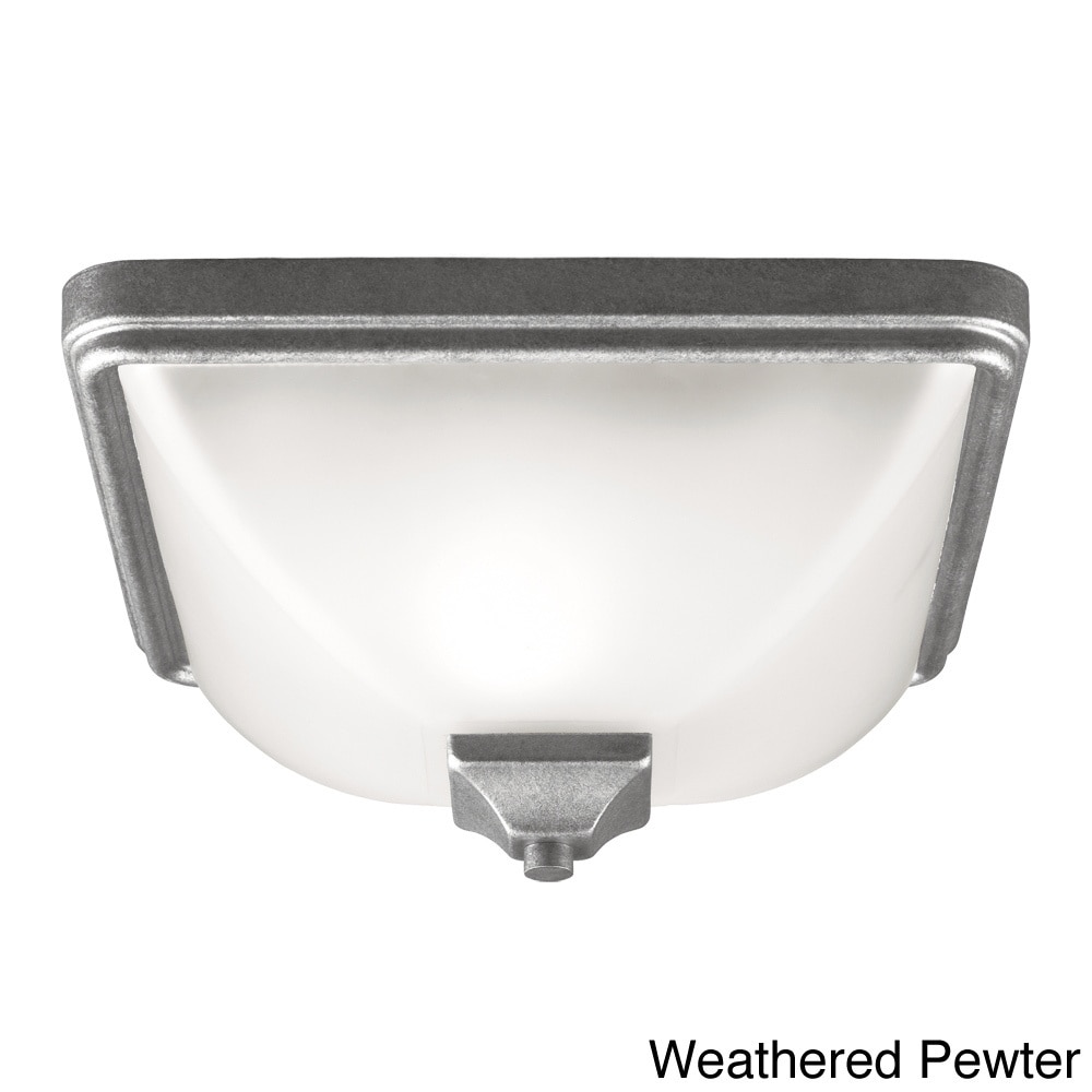 Irving Park 1 light Outdoor Ceiling Flush Mount With Satin Etched Glass