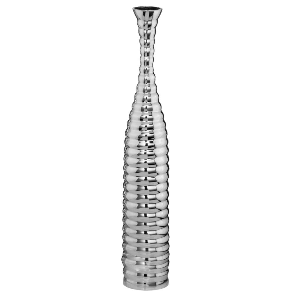 Round Silver Aluminum Ripple Bottle