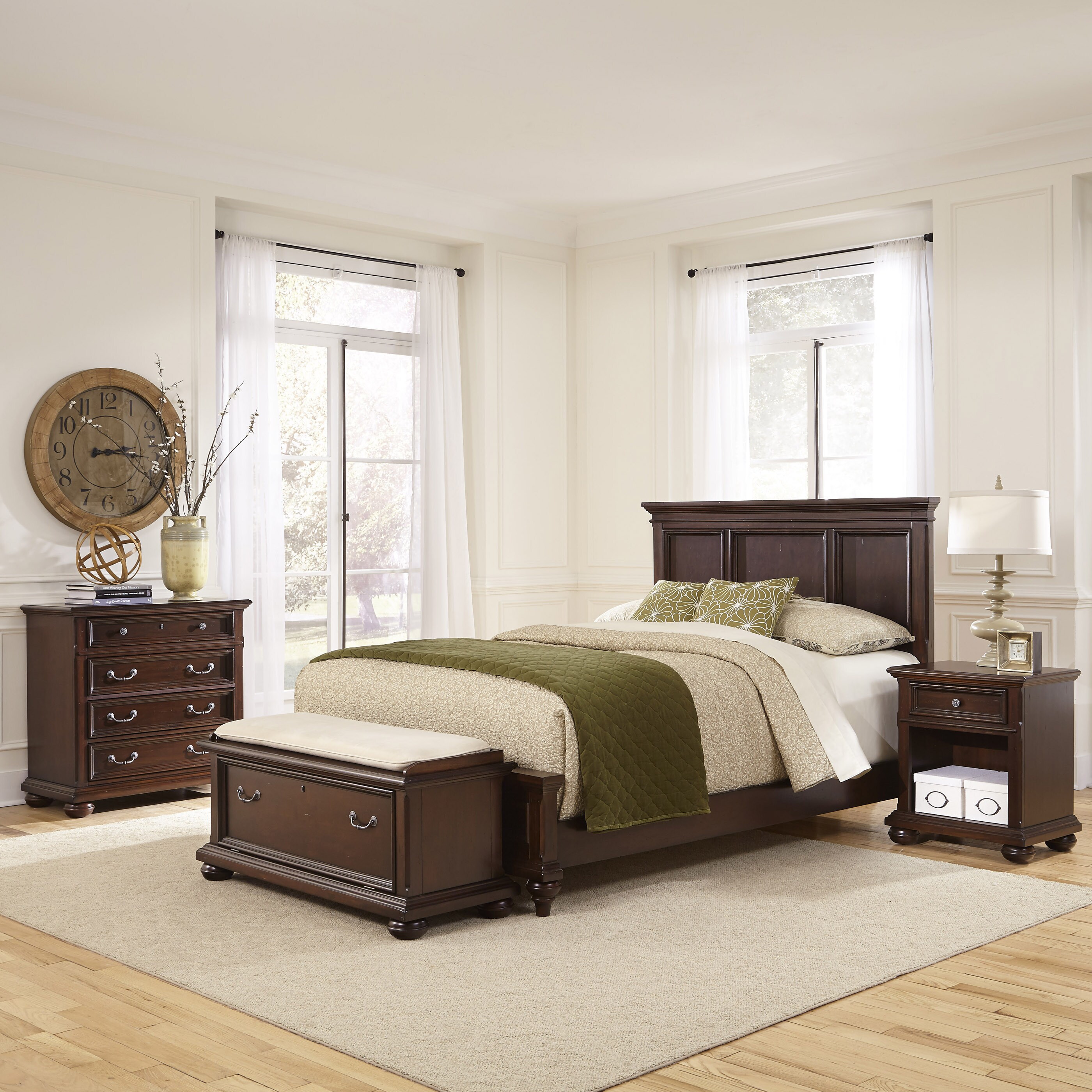 Colonial Classic Bed, Night Stand, Chest, And Bench