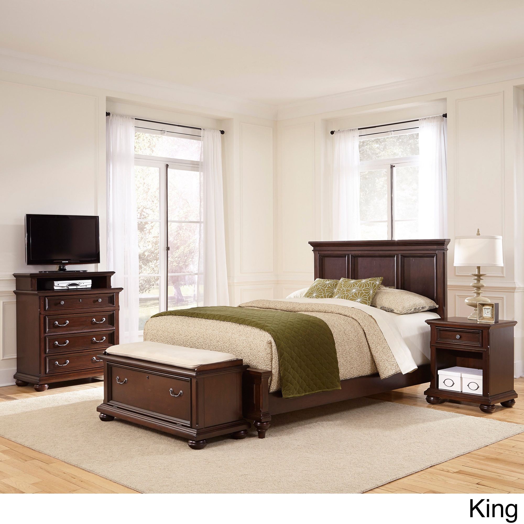 Colonial Classic Dark Cherry 4 Piece Bedroom Set By Home Styles