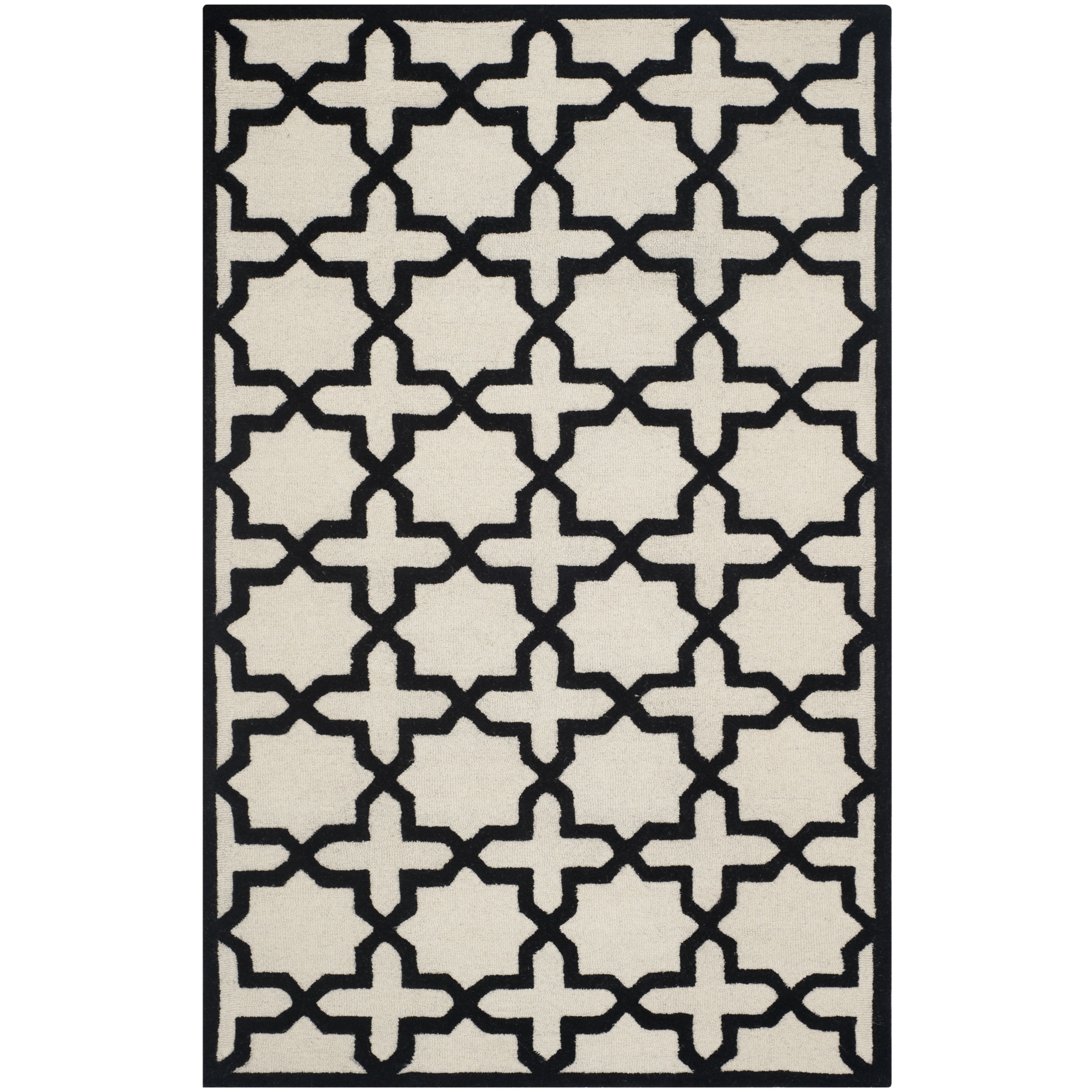 Safavieh Handmade Moroccan Cambridge Ivory/ Black Wool Rug (8 X 10)