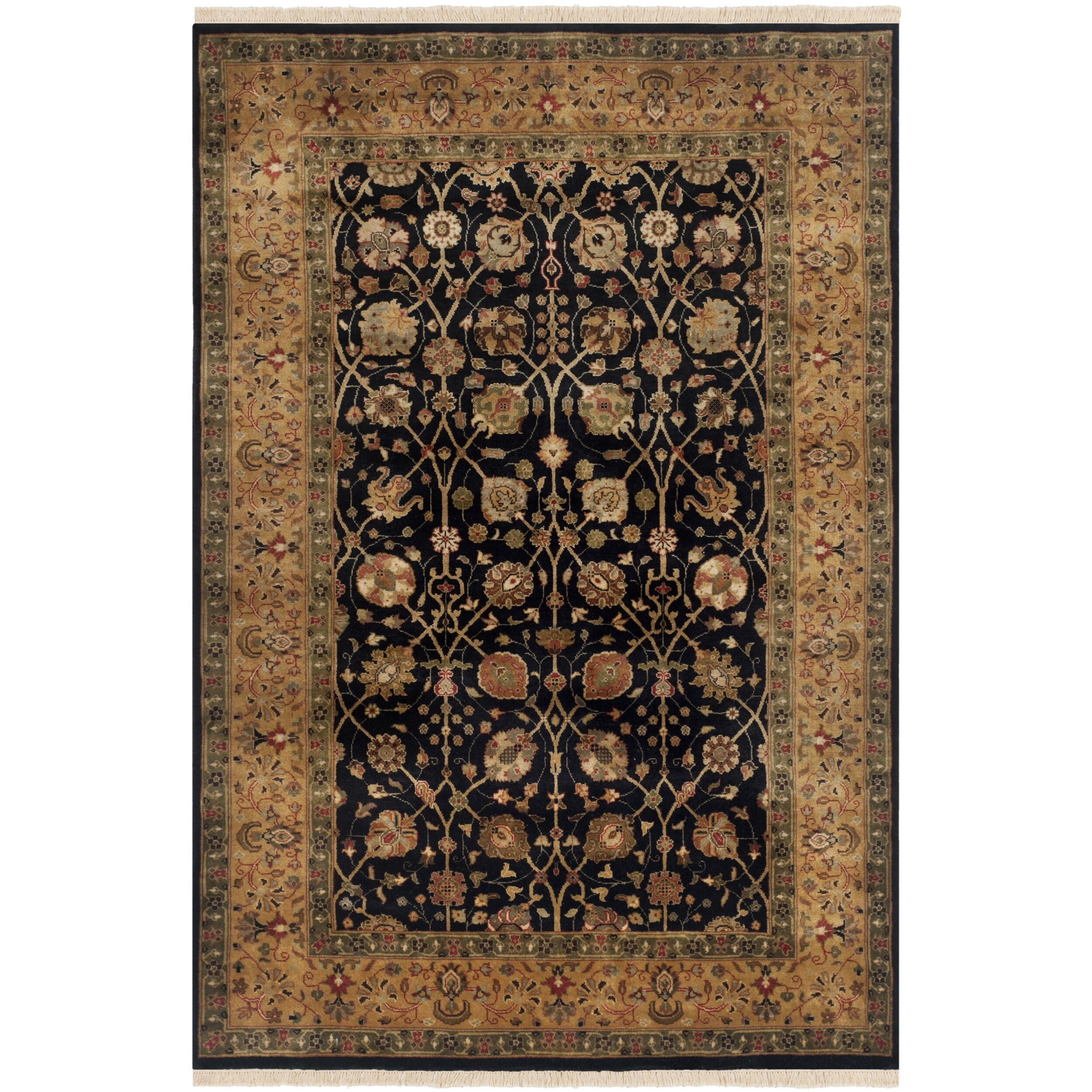 Safavieh Hand knotted Ganges River Black/ Gold Wool Rug (4 X 6)