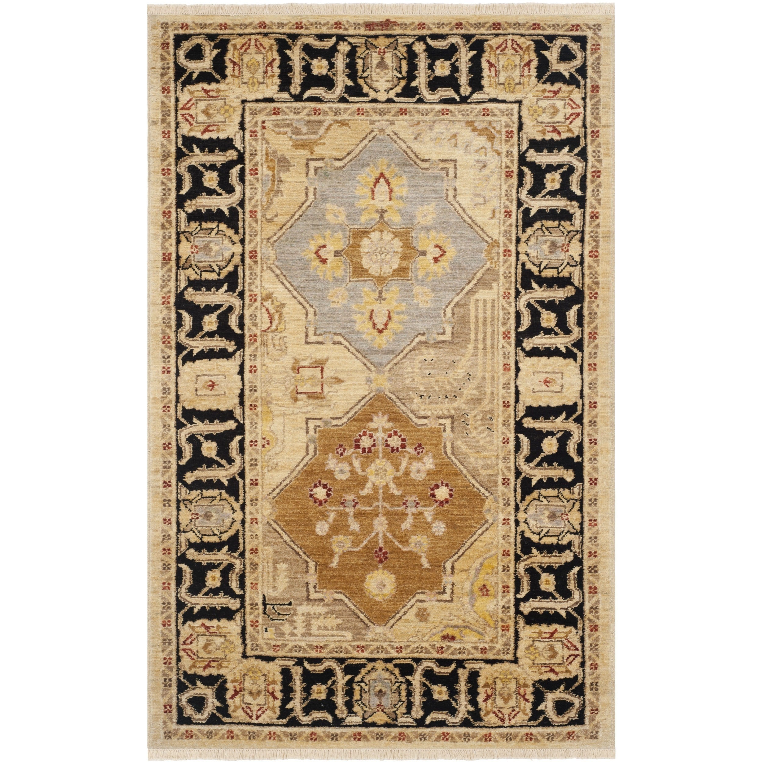 Safavieh Hand knotted Peshawar Vegetable Dye Gold/ Black Wool Rug (3 X 5)