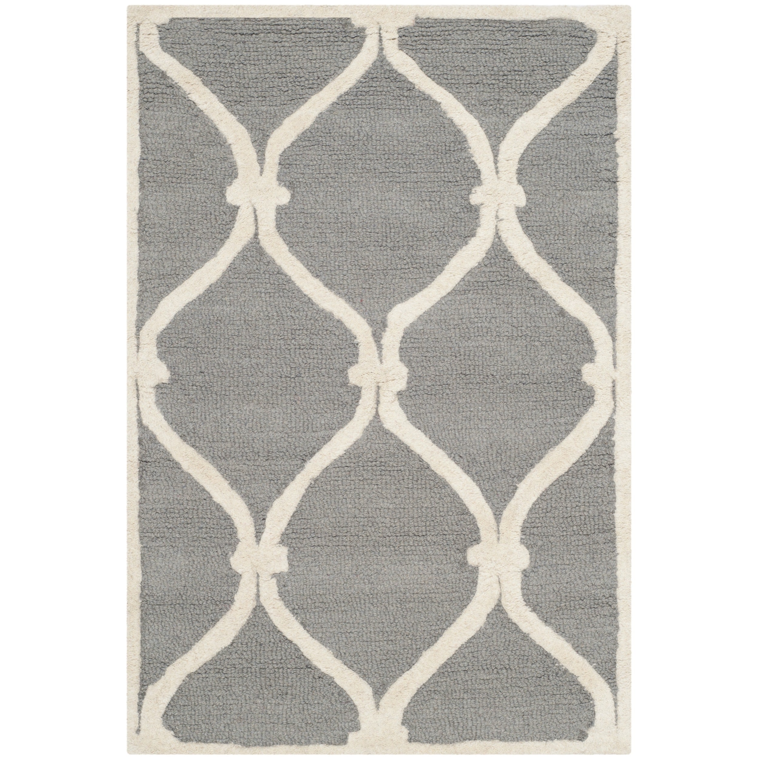 Safavieh Handmade Moroccan Cambridge Dark Grey/ Ivory Wool Rug (26 X 4)