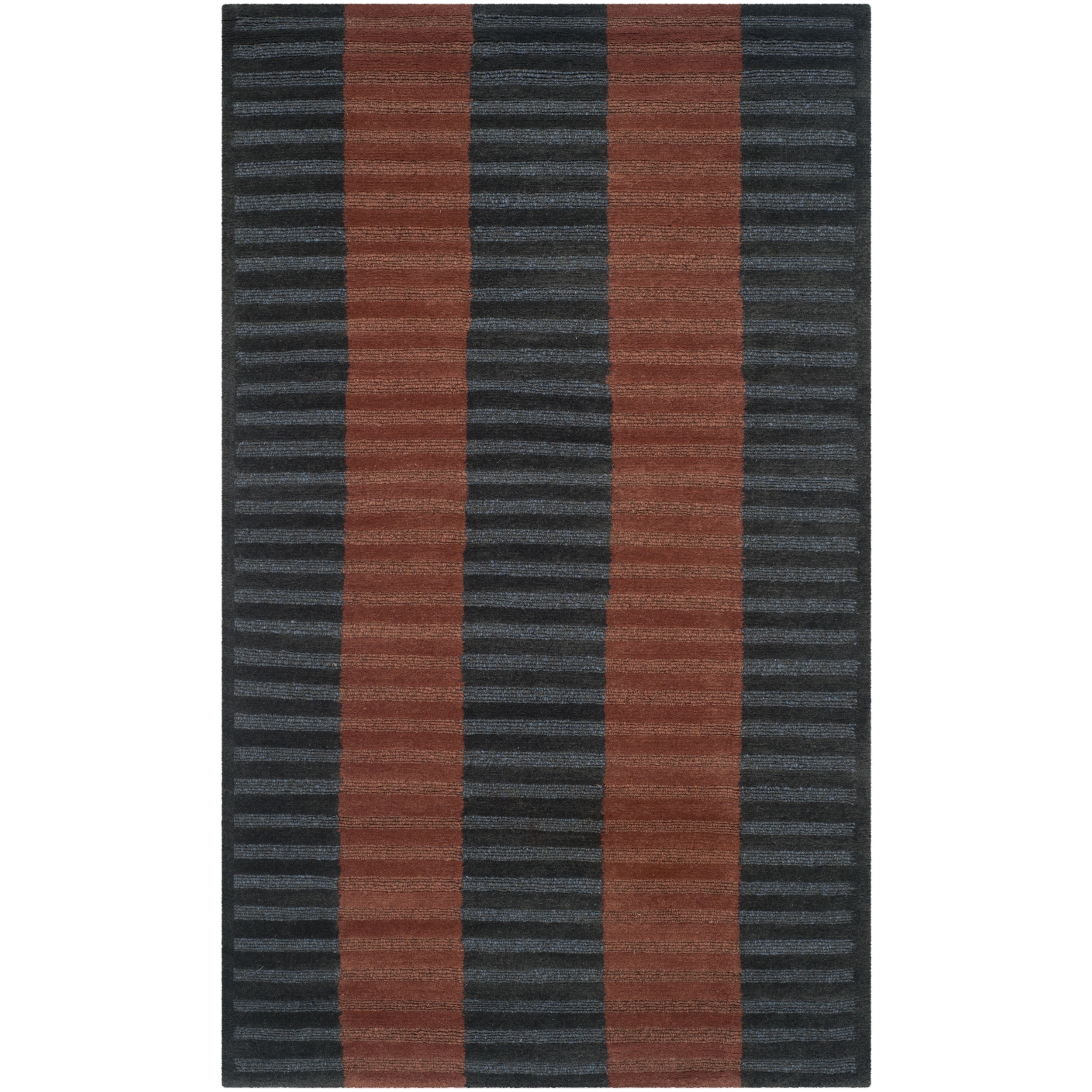 Safavieh Hand knotted Nepalese Dark Beige/ Navy Wool Rug (3 X 5)