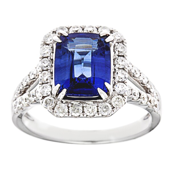 Shop Pre-owned 14k White Gold 4/5ct TDW Diamond and Sapphire Estate ...