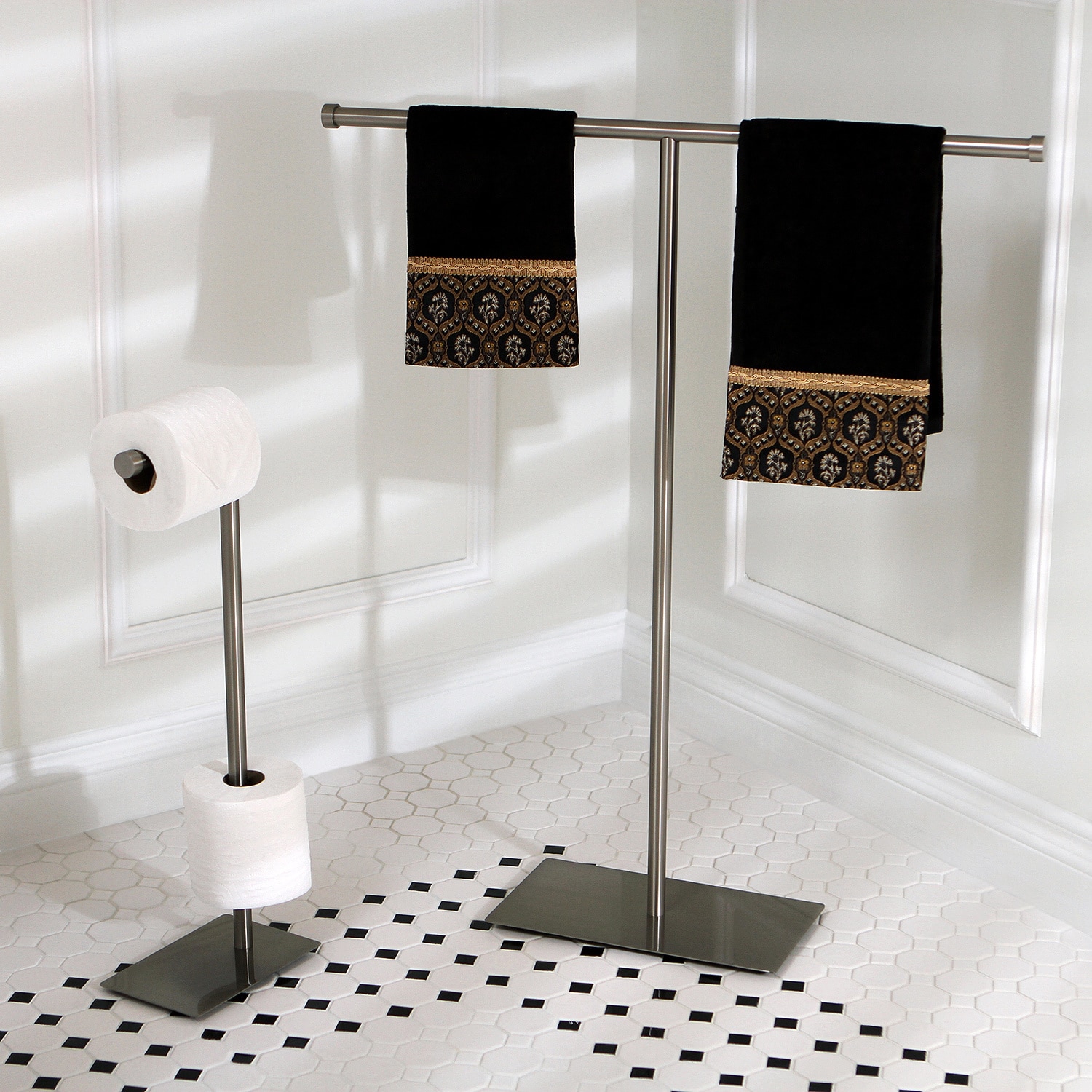 Free-Standing Toilet Paper Holder, Black Onyx, BATH ORGANIZATION