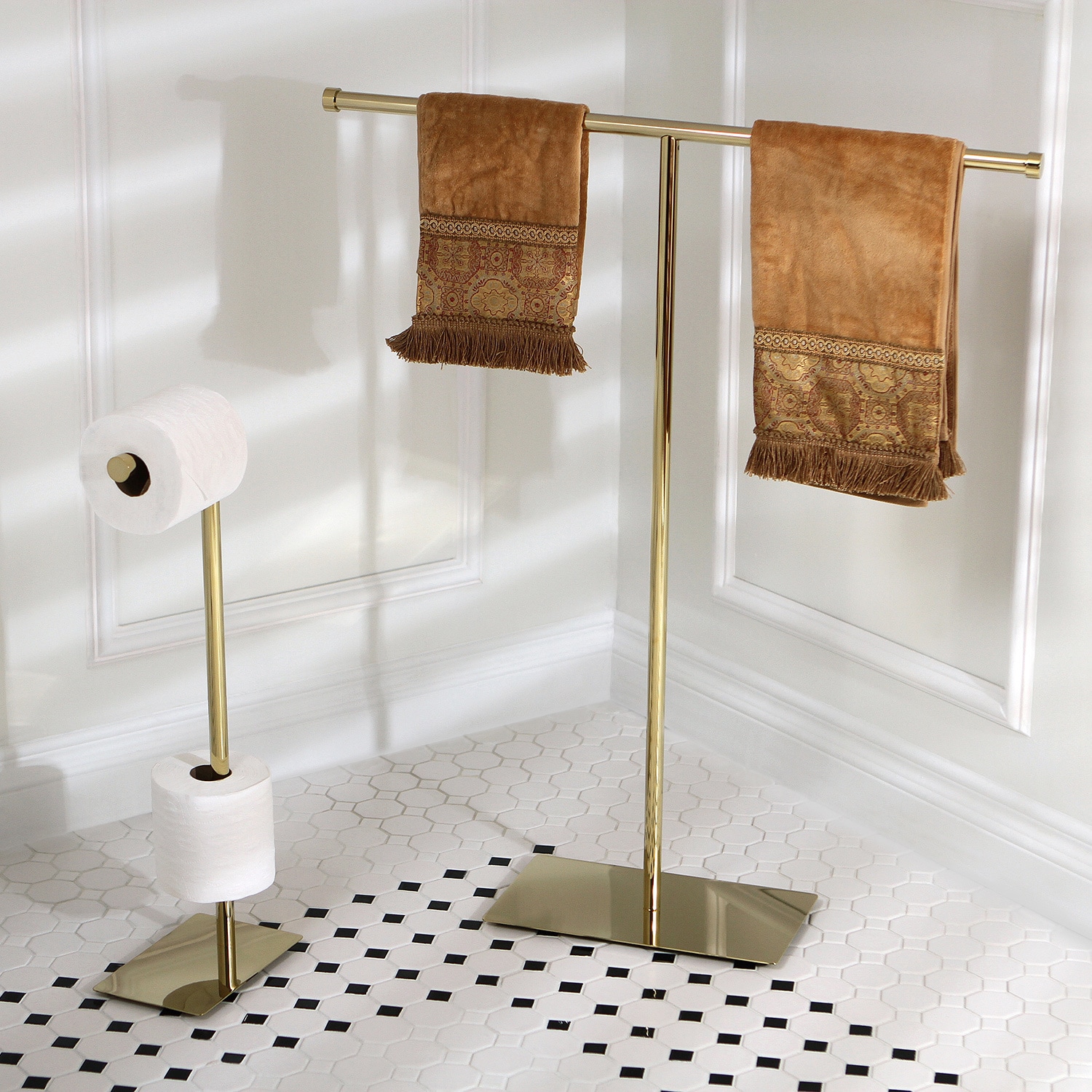 Modern Polished Brass Freestanding Bathroom Accessories - On Sale - Bed Bath  & Beyond - 8891887