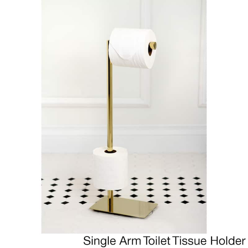 Kingston Brass Modern Polished Brass Freestanding Bathroom Accessories - Single Arm Toilet Tissue Holder