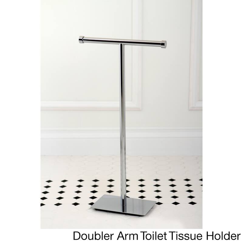 Modern Freestanding Polished Chrome Bathroom Accessories - Double Arm Toilet Tissue Holder