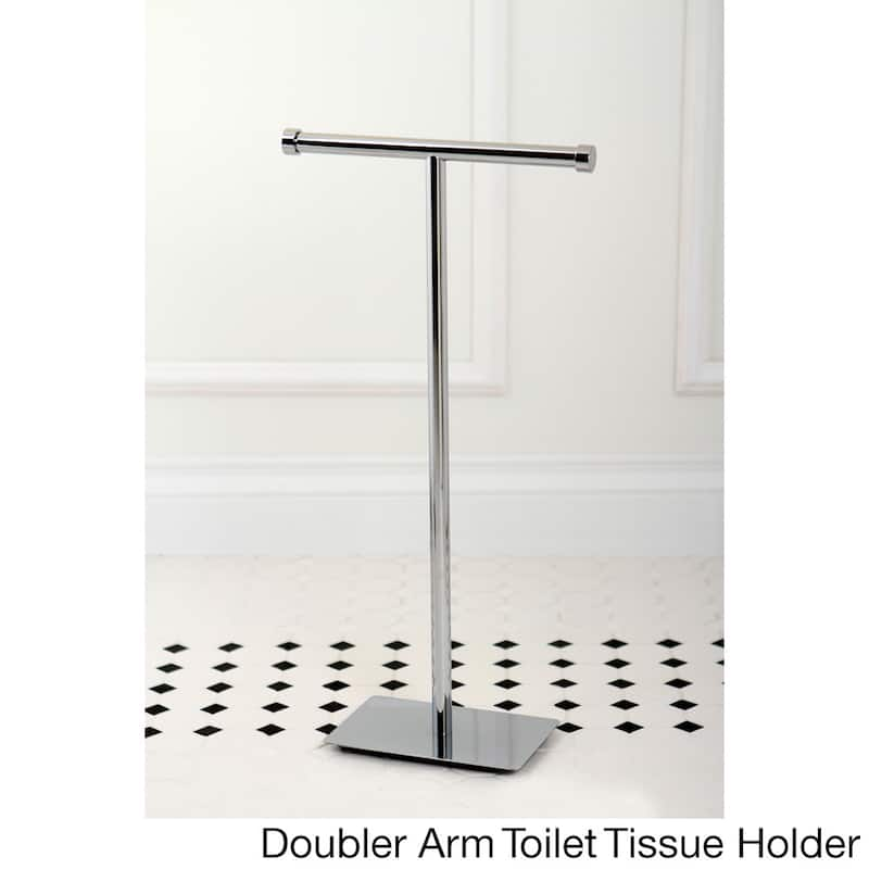 Modern Freestanding Polished Chrome Bathroom Accessories - Double Arm Toilet Tissue Holder