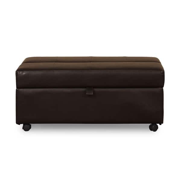 'Salisbury' Bonded Leather Pullout Twin Bed Ottoman Bed Bath