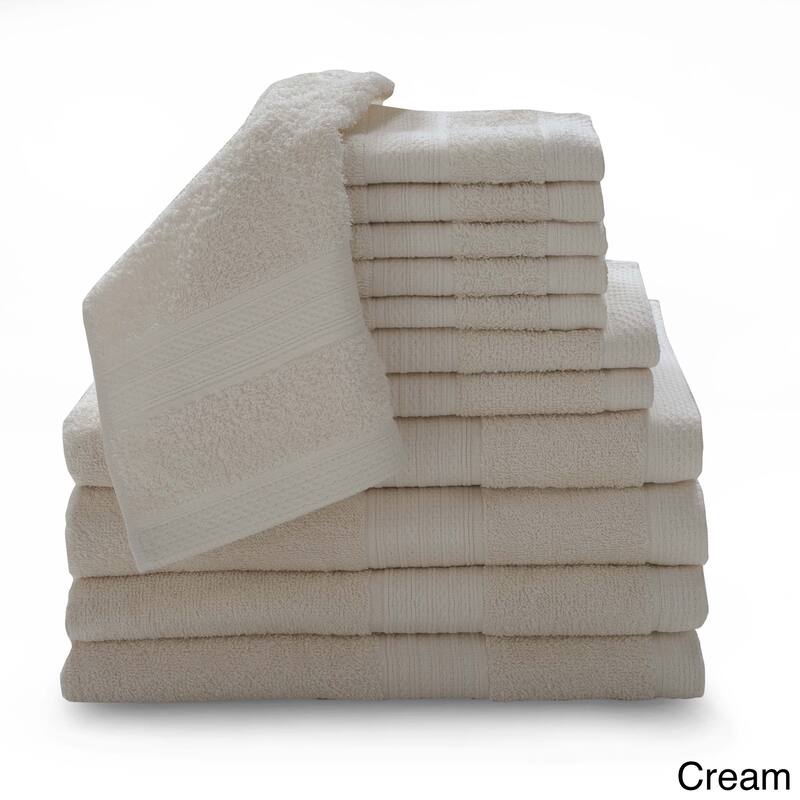 Luxury 100-percent Cotton 12-piece Towel Set with Bath Sheets - Cream