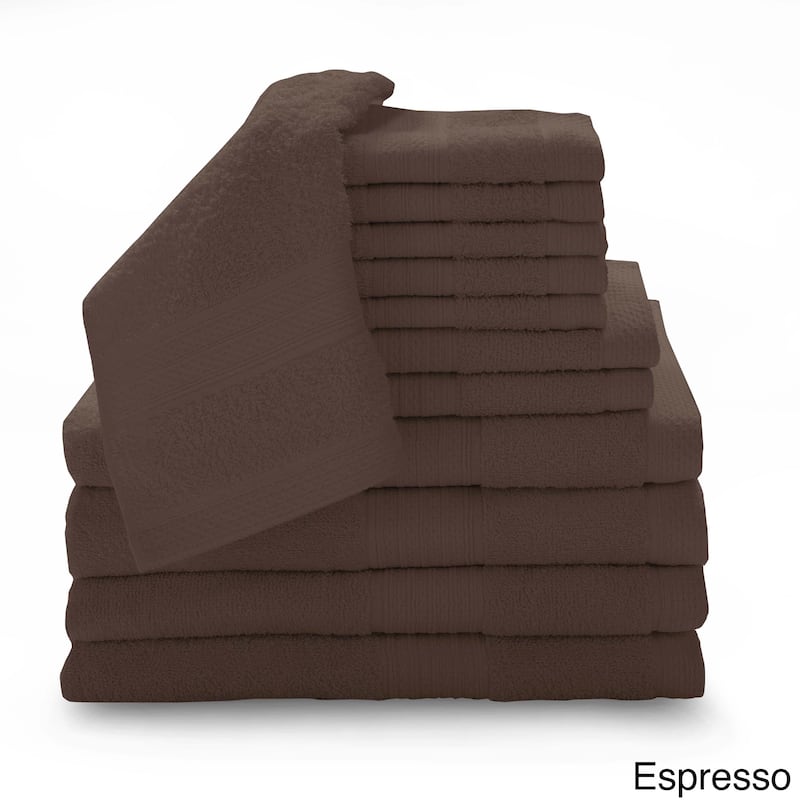 Luxury 100-percent Cotton 12-piece Towel Set with Bath Sheets - Espresso
