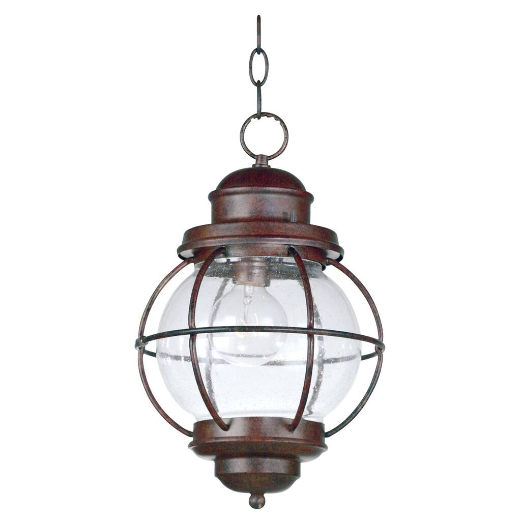 Elton 1-light Blackened Gilded Copper Indoor/ Outdoor Hanging Lantern