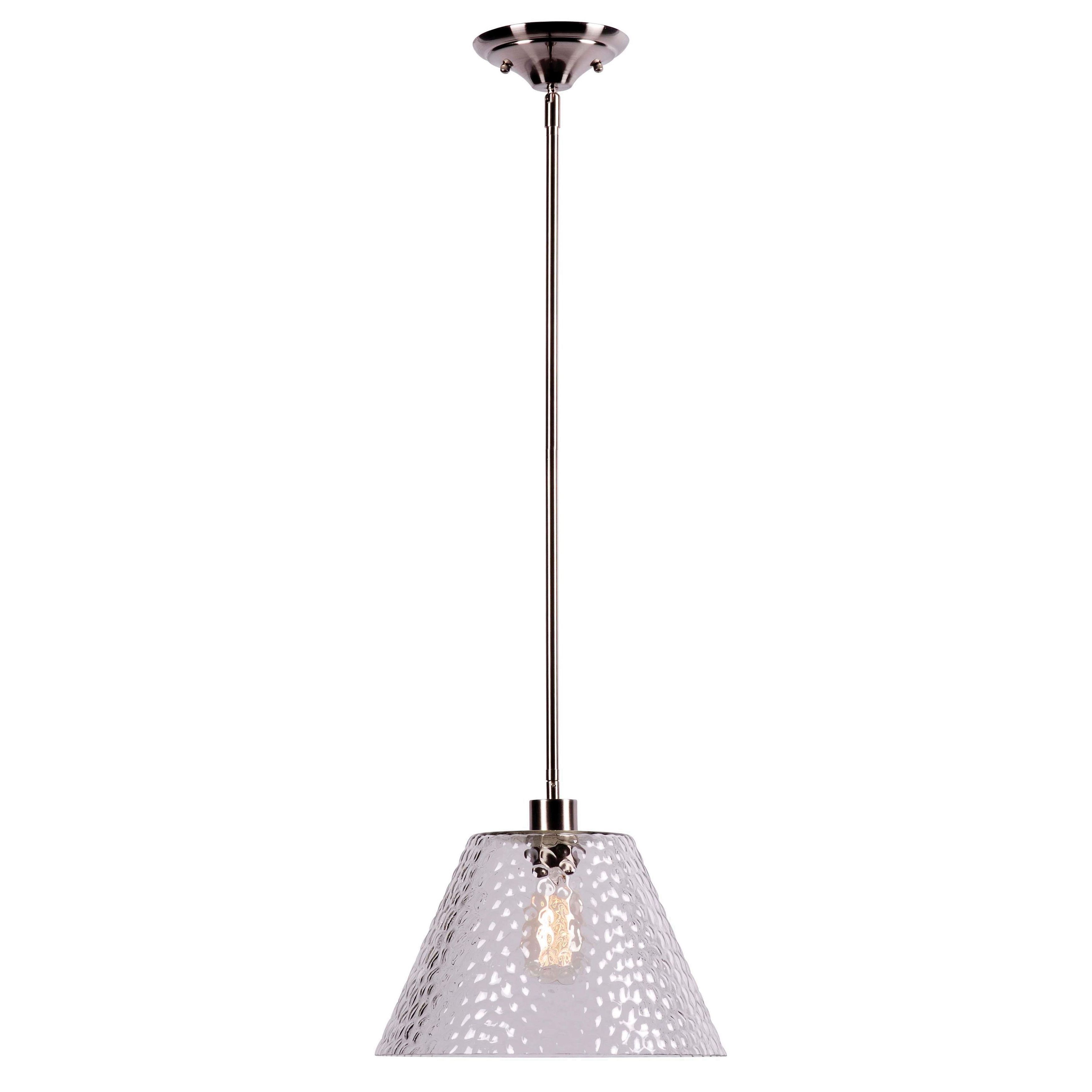 Mina 1 light Brushed Steel/ Hammered Glass Pendant