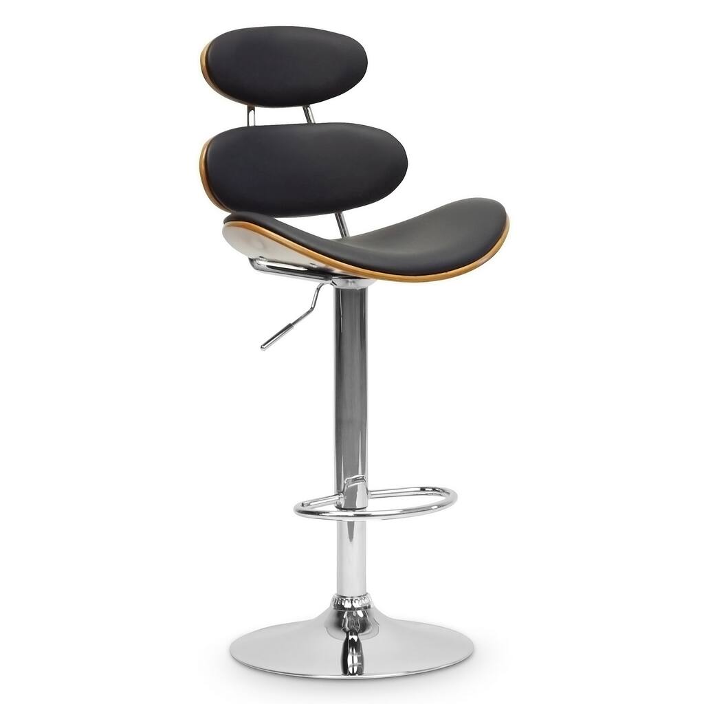 Modern Brown and Black 24-32" Adjustable Bar Stool by Baxton Studio