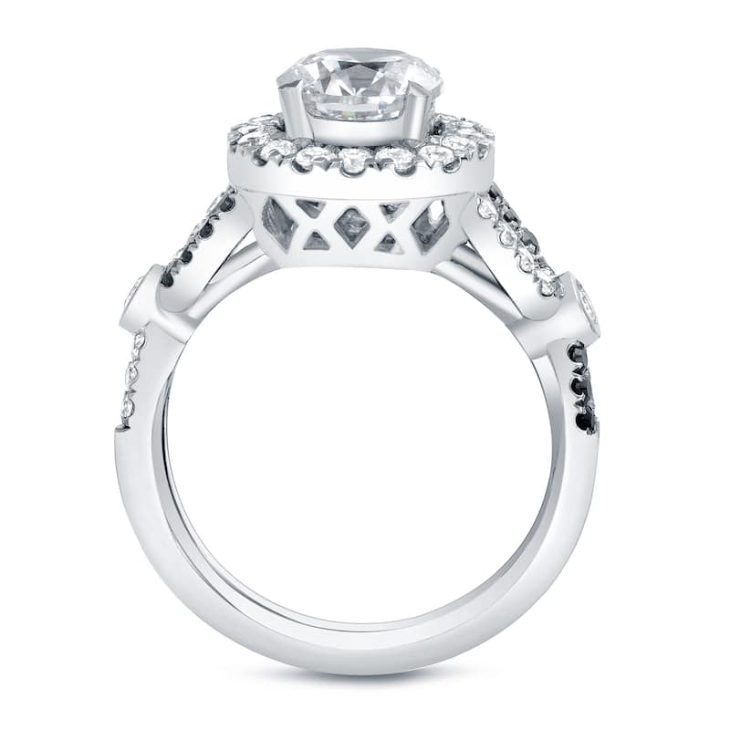 Auriya 14k Gold 1 3/5ctw Halo Black Diamond Engagement Ring