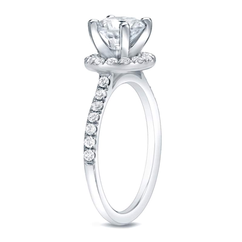 Auriya 14k Gold 1 1/2ctw Round Halo Diamond Engagement Ring Certified
