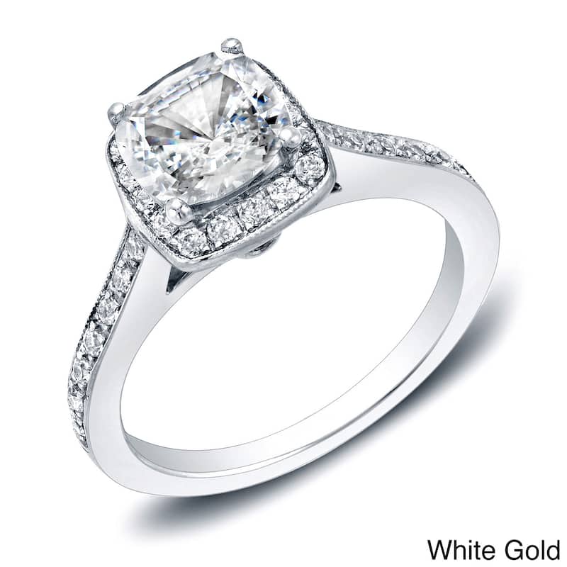 Auriya 14k Gold 2ctw Cushion-cut Halo Diamond Engagement Ring Certified - White - 4
