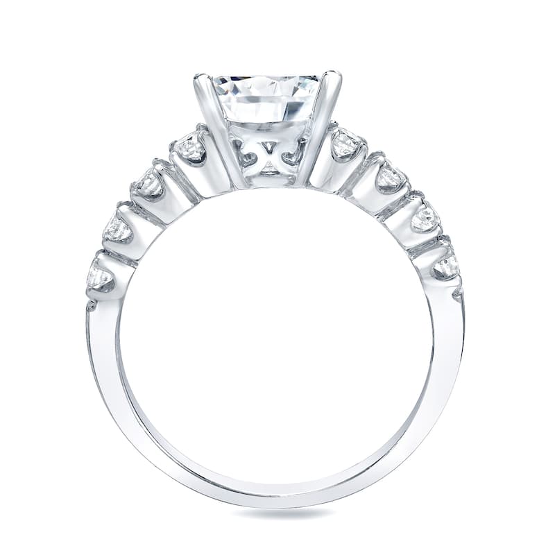 Auriya 14k Gold 2 carat TW Classic Side-stone Round Diamond Engagement Ring Set