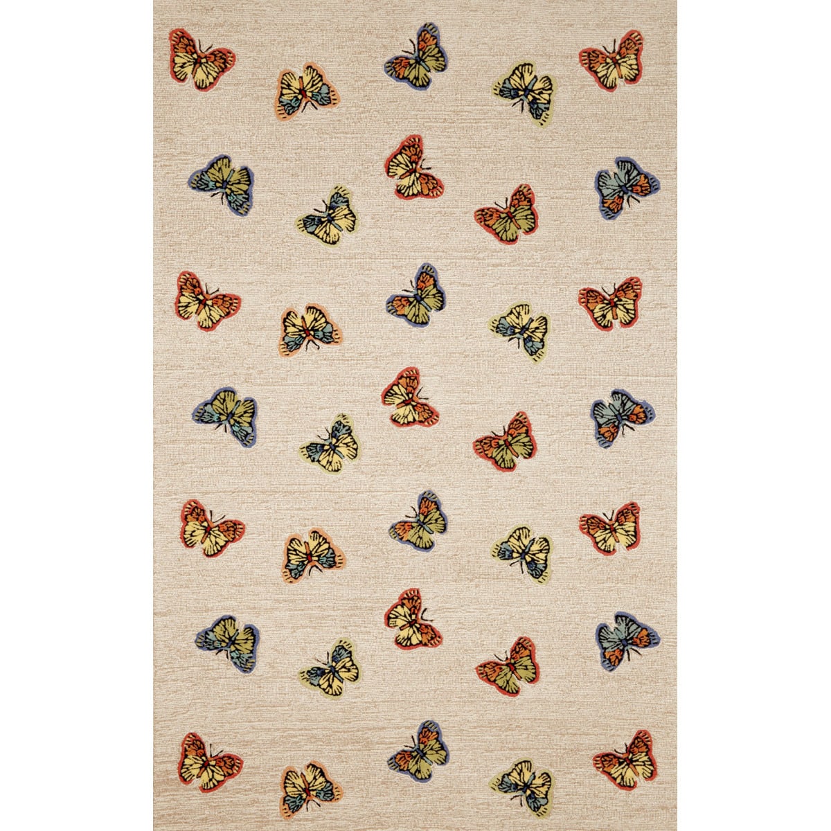 Grace Natural Butterfly Print Outdoor Rug (36 X 56)