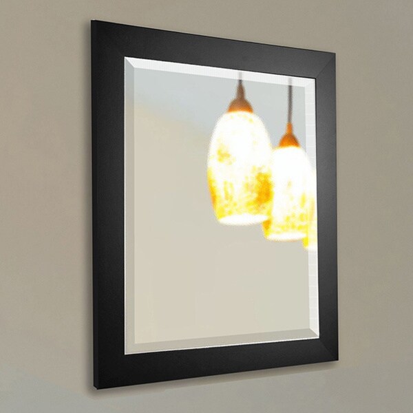 American Made Rayne Wide Black Satin Wall Mirror 16114319 Overstock