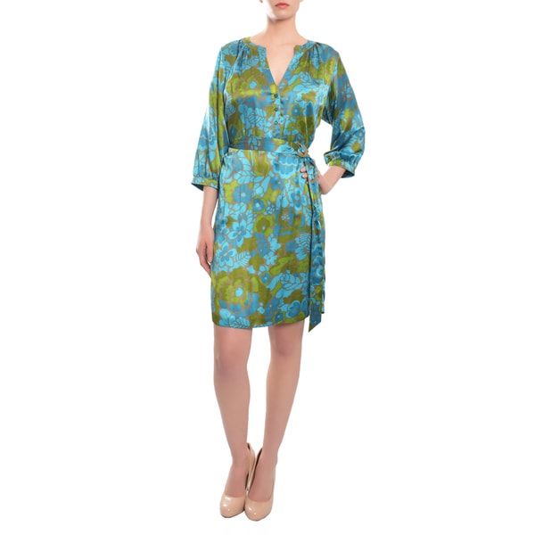 Escada Women's Tropical Floral Print Silk Belted Dress Escada Casual Dresses