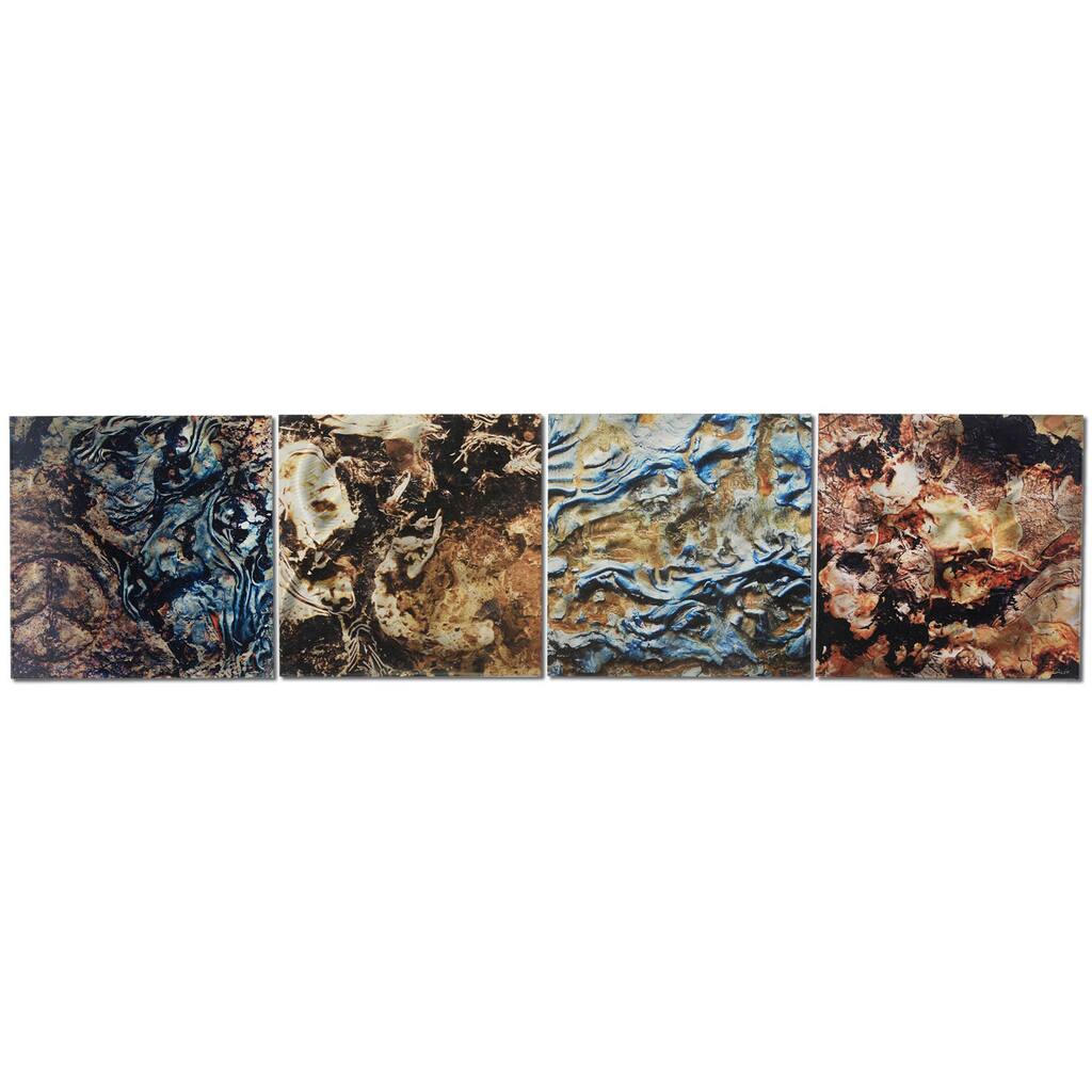 Earth Tones Metal Wall Art 'Mother Earth' Abstract Metal Artwork - 12 x 50