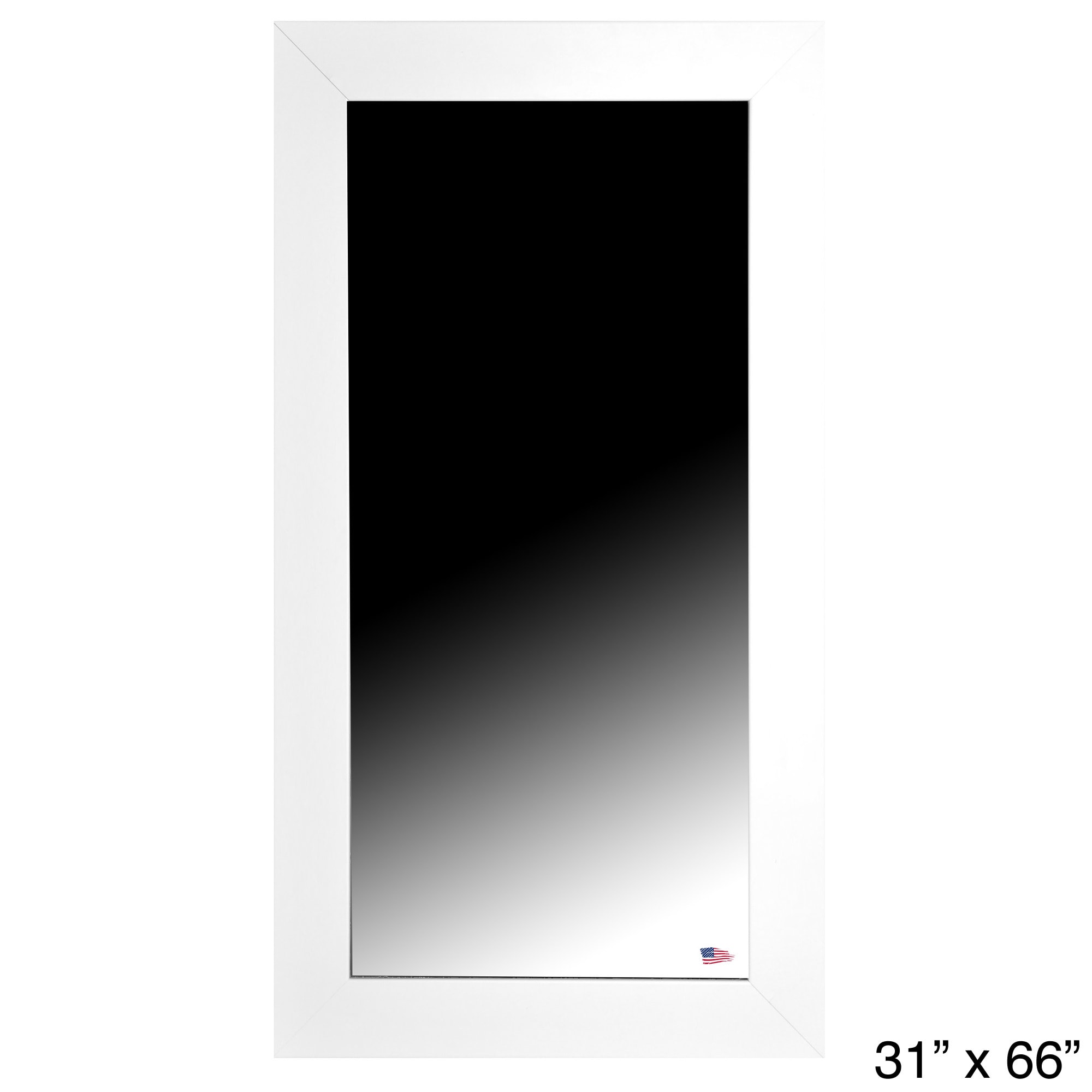 American made Rayne Wide Satin White Wall Mirror