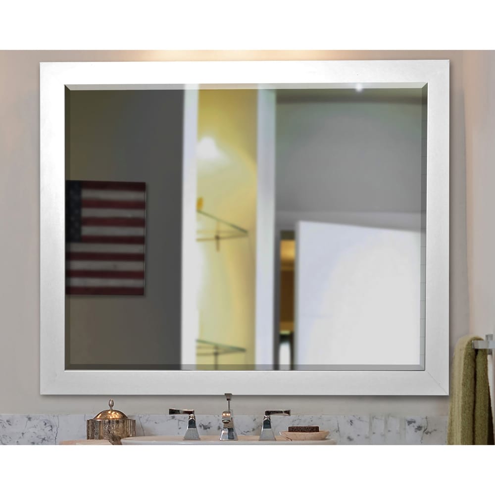 American made Rayne Wide Satin White Wall Mirror