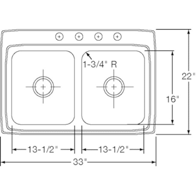 Elkay Lustertone Stainless Steel 33 X 22 X 8 18 Equal Double Bowl Top Mount Sink Bed Bath 0424