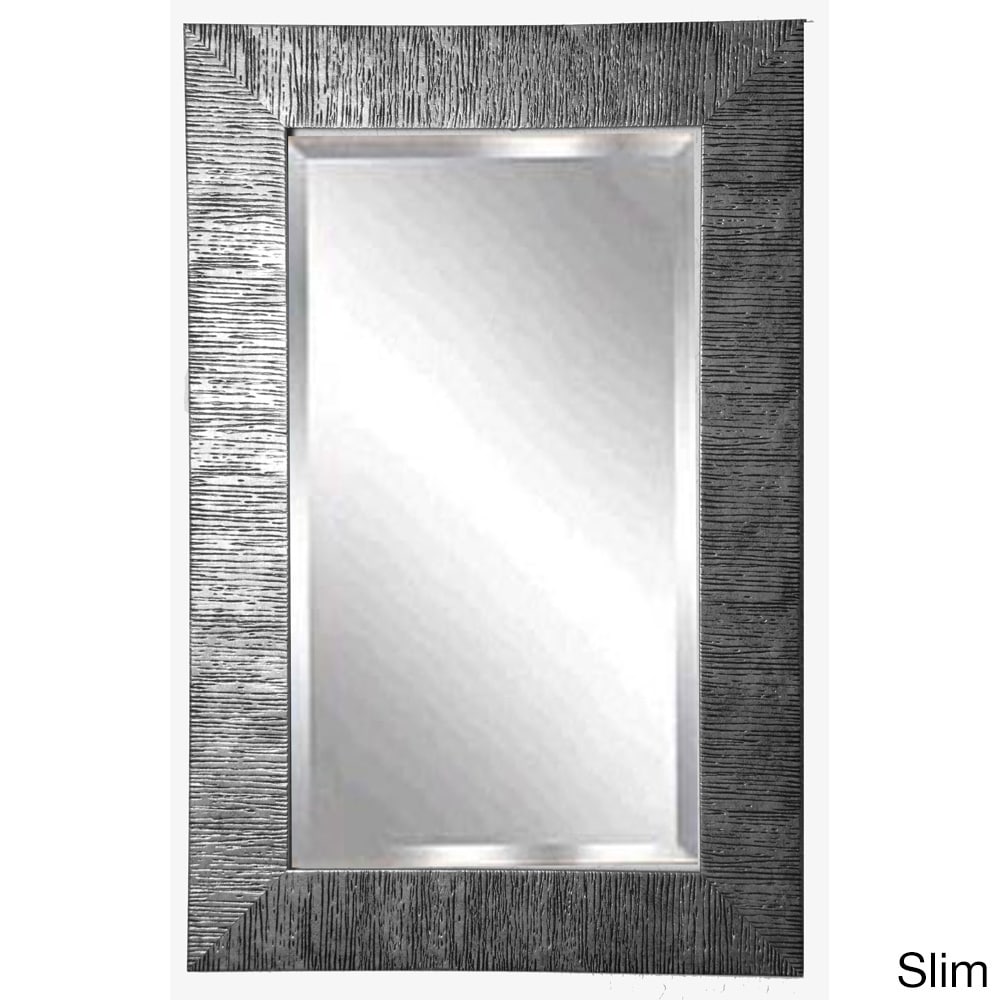 American made Rayne Safari Silvertone Textured Wall Mirror