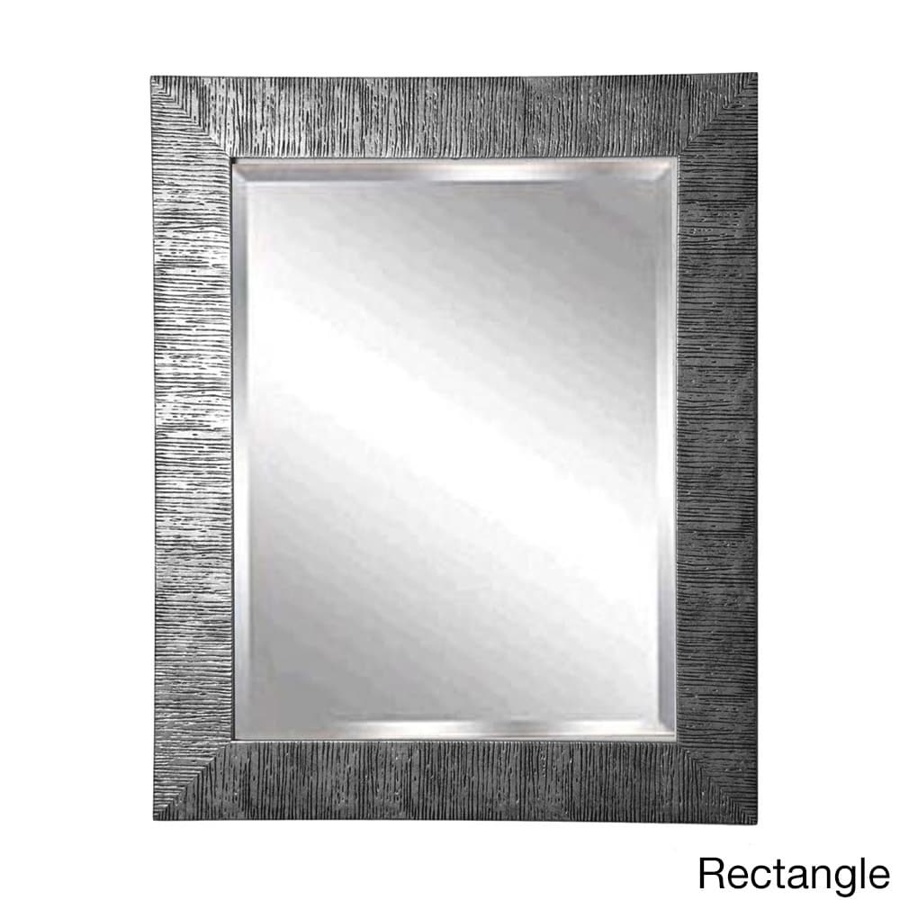 American made Rayne Safari Silvertone Textured Wall Mirror