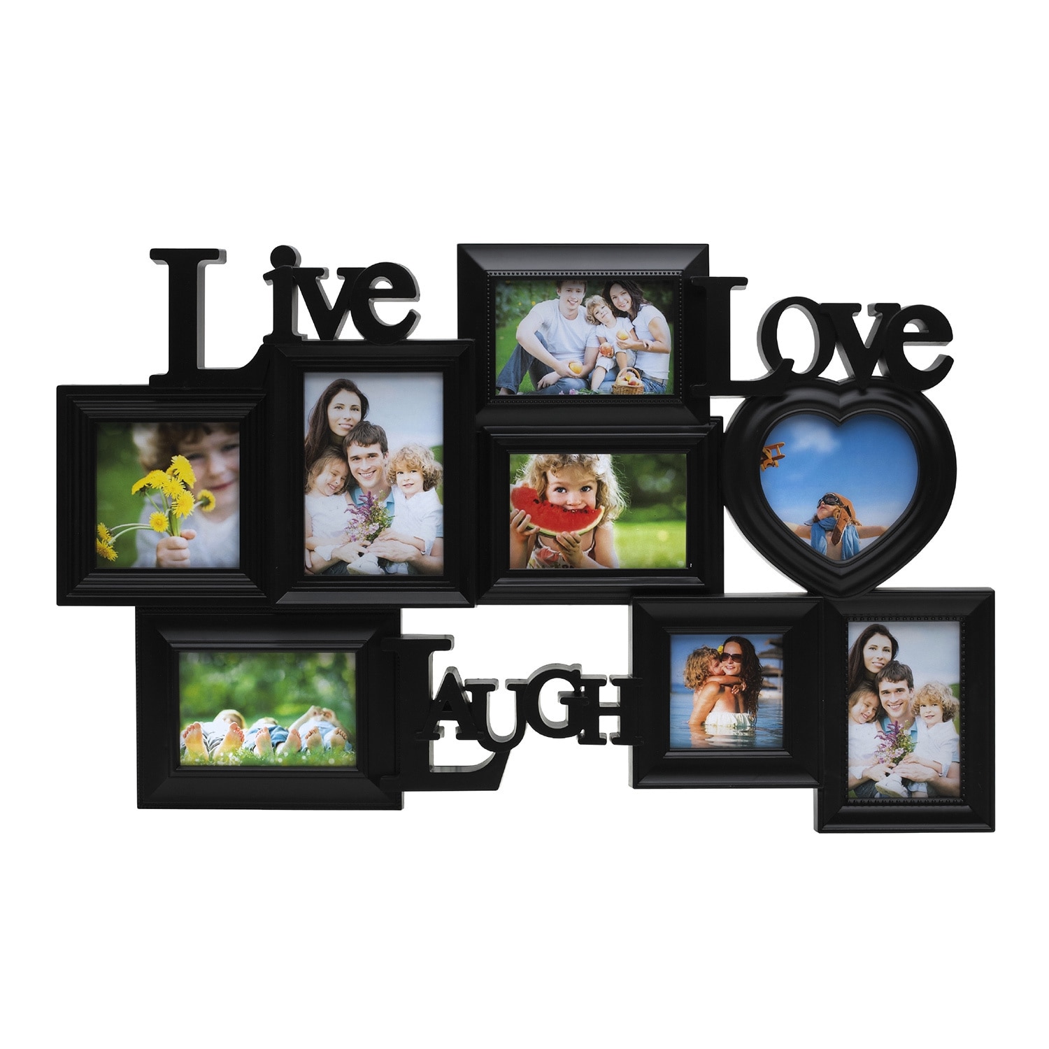 Melannco Melannco Life, Laugh, Love 8 opening Photo Frame Black Size Other