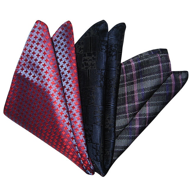 Dmitry Mens Italian Silk Pocket Squares (pack Of 3)