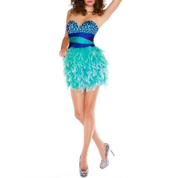 mac duggal blue sequin gown