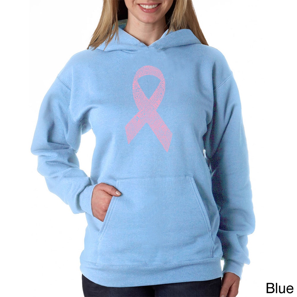 Los Angeles Pop Art Los Angeles Pop Art Womens Breast Cancer Ribbon Sweatshirt Blue Size XL (16)