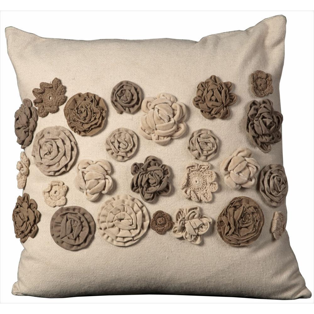Matching Flowers In Blue /& Tan Set 2 Of Small Tapestry Pillows New Flowers