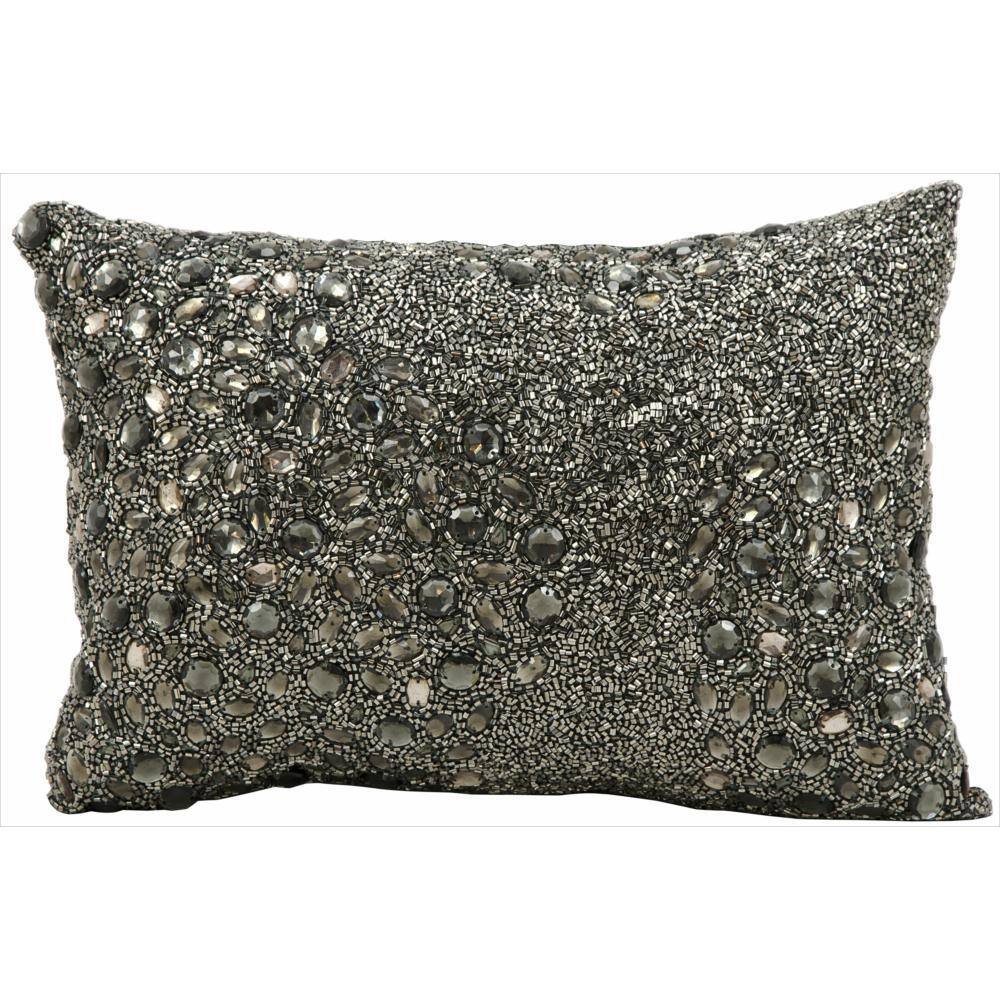 Mina Victory Luminescence Fully Beaded Pewter Throw Pillowby Nourison (10-Inch X 14-Inch)
