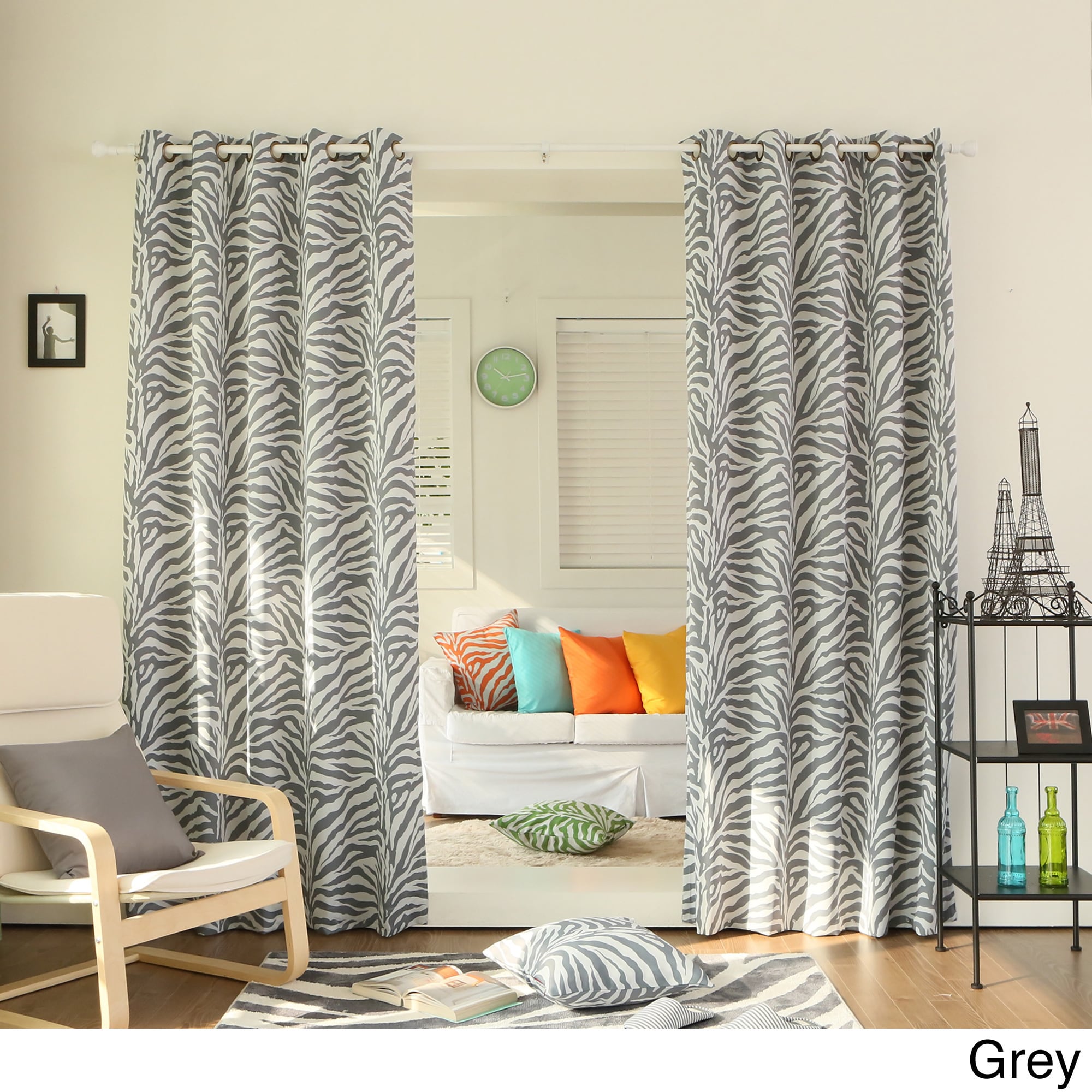 Aurora Home Zebra Printed RoomDarkening GrommetTop 84inch Curtain