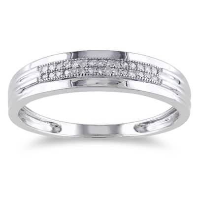 Miadora 10k White Gold 1/10ct TDW Diamond Anniversary Ring