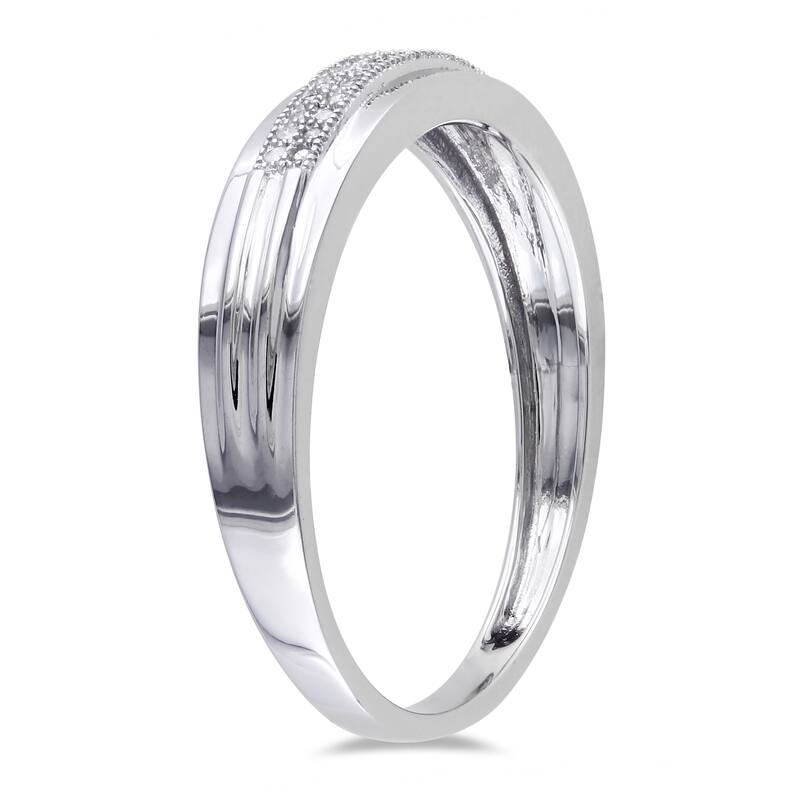 Miadora 10k White Gold 1/10ct TDW Diamond Anniversary Ring